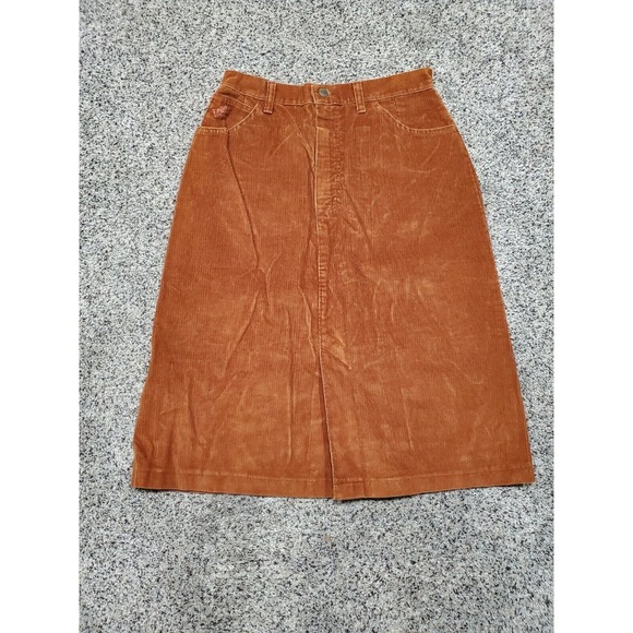 Vintage Wrangler Rust Orange Corduroy A Line Skirt Pocket Made in USA Size 12 - Picture 1 of 8